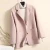 2026 Otoño/Invierno Lana Pura Doble Cara Mujer Corto Ajustado Cachemira Blazer Abrigo para Mujeres Petites