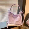 Bolso de Hombro con Letras Tailandesas de Colores Candy para Debajo del Brazo Bolso de Mano Nuevo de Moda para Mujer Bolso de Tela de Nylon de Alta Calidad con Lazo