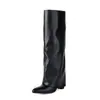 Botas Cano Alto Femininas, Bico Fino, Saltos Grossos, Saltos Altos, Botas Acima do Joelho, Botas para Calça Outono e Inverno, Botas de Moda Feminina, Botas de Cavaleiro