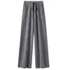 Pantalones de Punto de Lana 100% Pierna Ancha para Mujer, Pantalones Largos Casuales Sueltos Rectos hasta el Suelo, Otoño e Invierno Adelgazantes de Cintura Alta con Caída