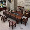 Mesa de Té de Madera Maciza, Tetera, Mesa de Té de Oficina Estilo Chino Nuevo Madera de Barco Viejo, Sala de Estar, Combinación de Mesa de Té y Sillas para el Hogar