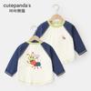 Camiseta de Manga Larga 100% Algodón para Niños Kaka Panda Atuendo de Otoño para Niñas Estilo Primavera y Otoño para Bebé Camiseta Básica para Niños Top para Niños Pequeños