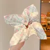 Scrunchie cuadrado de bufanda floral bordada para mujer, suave goma elástica de alta elasticidad para coleta, accesorio para el cabello de alta gama