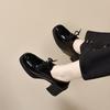 Mocasines de Suela Gruesa para Mujer 2025 Impermeables Plataforma Tacón Grueso Con Cordones Planos Negro Estilo Británico Zapatos Pequeños de Cuero Zapatos de Doble Uso Boca Profunda