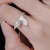 Anillo de Perla de Sirena de Lujo Ligero Elegante Estilo Francés para Mujer Diseño de Cola de Pez de Gama Alta Anillo Abierto Simple de Moda