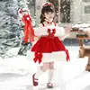 Chal de Terciopelo Navideño para Niñas Vestido de Princesa Invierno Lolita Vestido de Año Nuevo Vestido de Cumpleaños para Niños Saludos de Año Nuevo Moderno