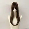 Peruca popular de seda fosca do TikTok para mulheres, com franja lateral para cobrir cabelos grisalhos, estilo liso, rede rosa, atacado do fabricante