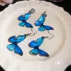 Brincos de Gancho Borboleta Vento Azul Sonhador, Brincos de Luxo Leve e de Alta Qualidade, Brincos Estilo Resort à Beira-Mar Super Feéricos e Bonitos para Mulheres