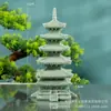 Pabellón de Estilo Antiguo, Puente de la Torre, Paisaje en Miniatura, Agua Corriente, Bonsái, Jardinería, Paisaje de Flores, Decoración Miniatura, Muebles de Arenisca Verde