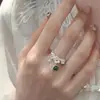 Anel Criativo Flor de Ameixeira Anel Aberto de Flor para Mulheres Atacado Incrustado com Jaspe Hetian de Imitação Galhos Pequeno Anel Aberto Fresco