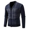 Comércio Exterior Transfronteiriço Novo Casaco de Tricô Masculino Estilo Coreano Moda Casual para Meia-Idade e Idosos Decote V Xadrez