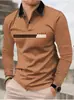 Otoño Invierno Clásico Casual para Hombre Tela Piqué Moderna Color Sólido Cuello de Solapa para Hombre Cuello de Solapa Simple Deportivo Manga Larga