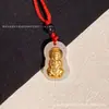 Oro Puro 999 Oro Incrustado con Jade Blanco Imitación Bolsa de Suerte Pixiu Colgante Cuerda Trenzada de Dibujos Animados Creativa Adorno Colgante Regalo Personalizado Venta al por Mayor