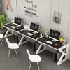 Combinación de Escritorio de Oficina y Mesa de Estudio, Escritorio Doble Moderno Simple de Oficina para Múltiples Personas, Escritorio Simple para Personal, Escritorio de Computadora, Modelo Largo
