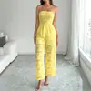 Mono de Verano Transfronterizo Europeo y Americano 2026 Nuevo Estilo Sexy de Vacaciones Sin Mangas Sin Tirantes Jacquard Pierna Ancha