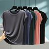 Camisa de Manga Corta para Mujer Verano Modal Nueva Sin Mangas Base Cuello Redondo Holgada Talla Grande Color Top para Mujer