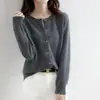 Cárdigan de Punto con Cuello Redondo Suéter Abrigo para Mujer Principios de Primavera Principios de Otoño Invierno Estilo Nuevo Manga Larga Holgado Estilo Coreano Lana Ropa Corta