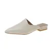 Mules femininas vintage de tamanho grande com bico fino, novo modelo de verão para uso externo, bico fechado, salto grosso, mules slip-on versáteis
