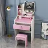 Penteadeira para quarto, mesa de maquiagem simples e moderna com espelho, armário de armazenamento de cabeceira, pequena penteadeira da moda estilo celebridade da internet ins para meninas