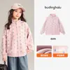 Pudding Haru Outono Roupas Infantis para Meninas Jaqueta 2026 Nova Outono Estilo Americano Gola Alta Estrela Jaqueta