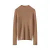 Suéter de Cashmere Feminino 2025 Outono e Inverno Novo Estilo 100% Cashmere Puro Suéter Escovado Gola Alta Meia Gola Top Modelagem Justa Espesso Base