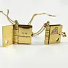 Collar de Acero de Titanio, Popular en Europa y América, Collar con Forma de Libro de Carta de Amor Grabada, Collar con Forma de Sobre de Carta de Amor Abrible, Cadena para Clavícula