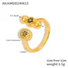 Anillo de Diseño Ins de Lujo Ligero de Material de Cobre para Mujer Moda Geométrico Puntada Bola con Diseño de Diamante Anillo Chapado en Oro