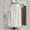 Falda Larga Casual Recta de Verano 2026, de Cintura Alta, Adelgazante, con Caída, Cintura Elástica y Elegante Abertura Trasera