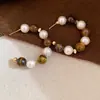Pendientes Vintage Melard de Piedra Ojo de Tigre Geométrico con Cuentas, Pendientes de Lujo Ligero de Gama Alta, Accesorios para Orejas de Moda y Únicos de Nicho para Mujeres