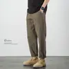 Calça Masculina Casual Solta Reta Versátil Estilo Americano Algodão Puro Afunilada Outono Tamanho Plus Fleece Espessado Calças de Outono e Inverno