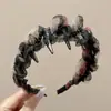 Faixa de cabelo de rede estilo coreano com copa alta para mulheres, elegante e moderna, adequada para usar na rua ou para lavar o rosto, com presilha de dentes