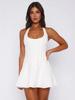 Falda Halter de Tirantes Europea y Americana Amazon 2025 Nuevo Sexy y Elegante Color Puro Halter sin Espalda Vestido de Tirantes para Mujer