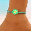 Tobillera de Cuentas de Arroz, Cerámica Suave y Flor de Plumeria Estilo Bohemio Transfronterizo Europeo y Americano para Viajes a la Playa, Versátil y a la Moda, Adornos para el Pie