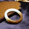 Pulsera de Jade Blanco Azucarado Imitación Xinjiang Hetian para Mujer, Pulsera de Jade Azucarado Qumei, Jade Redondo Jade Suministro en Vivo Mayorista