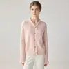 Artesanato único~Suéter Cardigan 100% Caxemira para Mulheres Gola de Renda Tricô Vazado Decote V Camada Base Botão Colorido Peça Externa