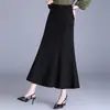 Elegante Falda Negra de Cola de Pez, Ajustada, de Longitud Media y con Caída, para Mujer, Moda Trendy de Otoño 2026 para Ir al Trabajo
