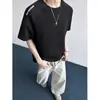 Camiseta Masculina de Manga Curta Estilo Americano Cleanfit, Marca Nova Tendência de Verão, Top Casual Solto, Gola Redonda, Camisa Masculina de Manga Curta Pesada