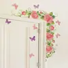 Fun-D93 Rosa Acuarela Enredadera de Rosas Mariposa Dormitorio Estudio Hogar Embellecimiento de Pared Pegatinas de Pared Mayoreo