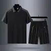 Conjunto de Tres Piezas de Traje Deportivo de Seda Helada para Papá, Camisa Polo Casual de Manga Corta para Hombre de Verano, Ropa para Hombres de Mediana Edad y Mayores para el Día del Padre