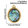 Acessórios de Pingente em Aço Inoxidável Incrustados com Concha de Abalone Natural e Concha Branca, Pingente Oval Coração Vintage para Decoração de Colar DIY