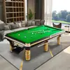 Mesa de Billar con Marco de Acero Imitación, Pizarra Negra de Ocho Estilo Americano, Mesa de Billar de Madera Maciza, Mesa Multifuncional Comercial al por Mayor para Salón de Billar