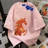 Camiseta Tie-Dye 100% Algodão Puro com Design Moderno, Manga Curta para Homens e Mulheres, Verão Slim-Fit Solta Gola Redonda Top de Casal Ins