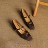 Zapatos Mary Jane de Pelo de Caballo con Piel de Oveja de Primera Capa 4cm Primavera y Otoño 2026 Zapatos de Mujer de Cuero Genuino con Correa Única Retro Talla 40