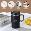 Taza de café de acero inoxidable 304 transfronteriza con tapa, alto valor estético, taza de separación de té y agua para la oficina, taza de agua portátil, regalo