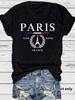 Estação Independente Amazon PARIS Verão Nova Gola Redonda Solta Manga Curta ebay Camiseta Casual Feminina Atacado Senso de Design
