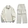 Roupa Masculina Enbu Primavera e Outono Novo Estilo Conjunto de Camisa POLO Moda Masculina Solto Casual Manga Longa Gola Conjunto de Duas Peças Atacado