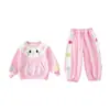 Conjunto de Ropa para Niña Primavera y Otoño 2026 Estilo Nuevo Ropa de Otoño para Bebé Sudadera Linda de Gato Conjunto de Dos Piezas para Niñas Pequeñas