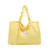 Bolso de Mano Plisado Rayado Estilo Coreano Ins, Gran Capacidad, Bolso de Hombro de Tela de Nylon de Alta Gama para Mujer para el Trabajo y los Viajes
