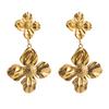 Pendientes coreanos de acero de titanio con textura plisada y personalidad sencilla, con diseño geométrico de perlas incrustadas, para mujer.
