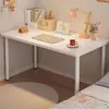 Escritorio de computadora de estilo minimalista cuidadosamente seleccionado, mesa blanca pequeña para uso doméstico, mesa de comedor, tocador de dormitorio, escritorio para estudiante en casa de alquiler